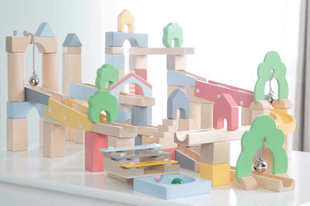 Marble Run Made of Wood 60-Piece incl. 20-Piece Add-on Set for Landscape Building – Product Image (5/7)