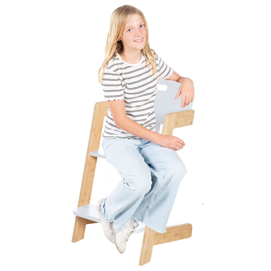 Seggiolone per neonati 'Nature Up' con removibile vassoio pappa - Bambù naturale / bianco – Ritaglio (7/12)