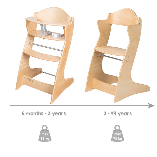 Seggiolone evolutivo 'Chair Up ', che cresce con il bambino seggiolone per neonati & bambini, legno, naturale – Infografica (6/7)
