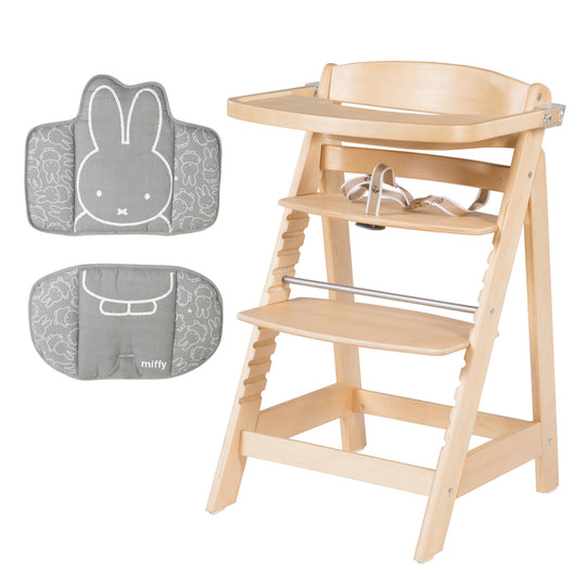Treppenhochstuhl Sit Up FUN + Essbrett + Sitzkissen miffy® - Holz natur – Freisteller (1/14)