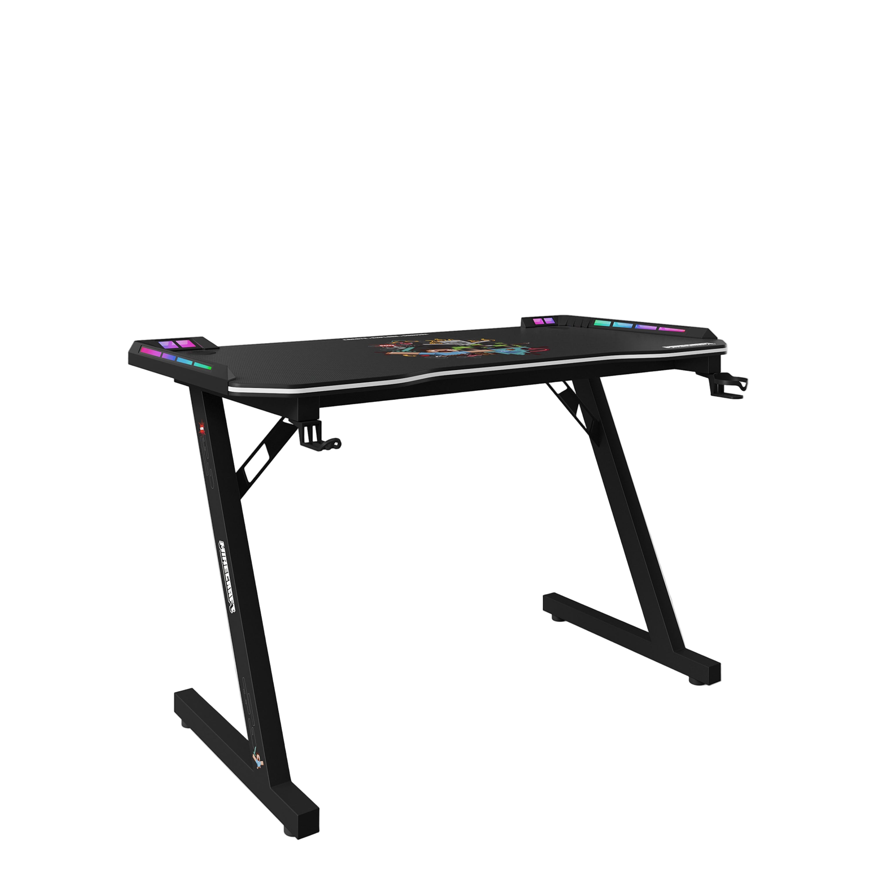 Gaming mesa con LED 'Minecraft' - Portavasos y soporte para auriculares - Base en z de metal – Recorte (1/6)