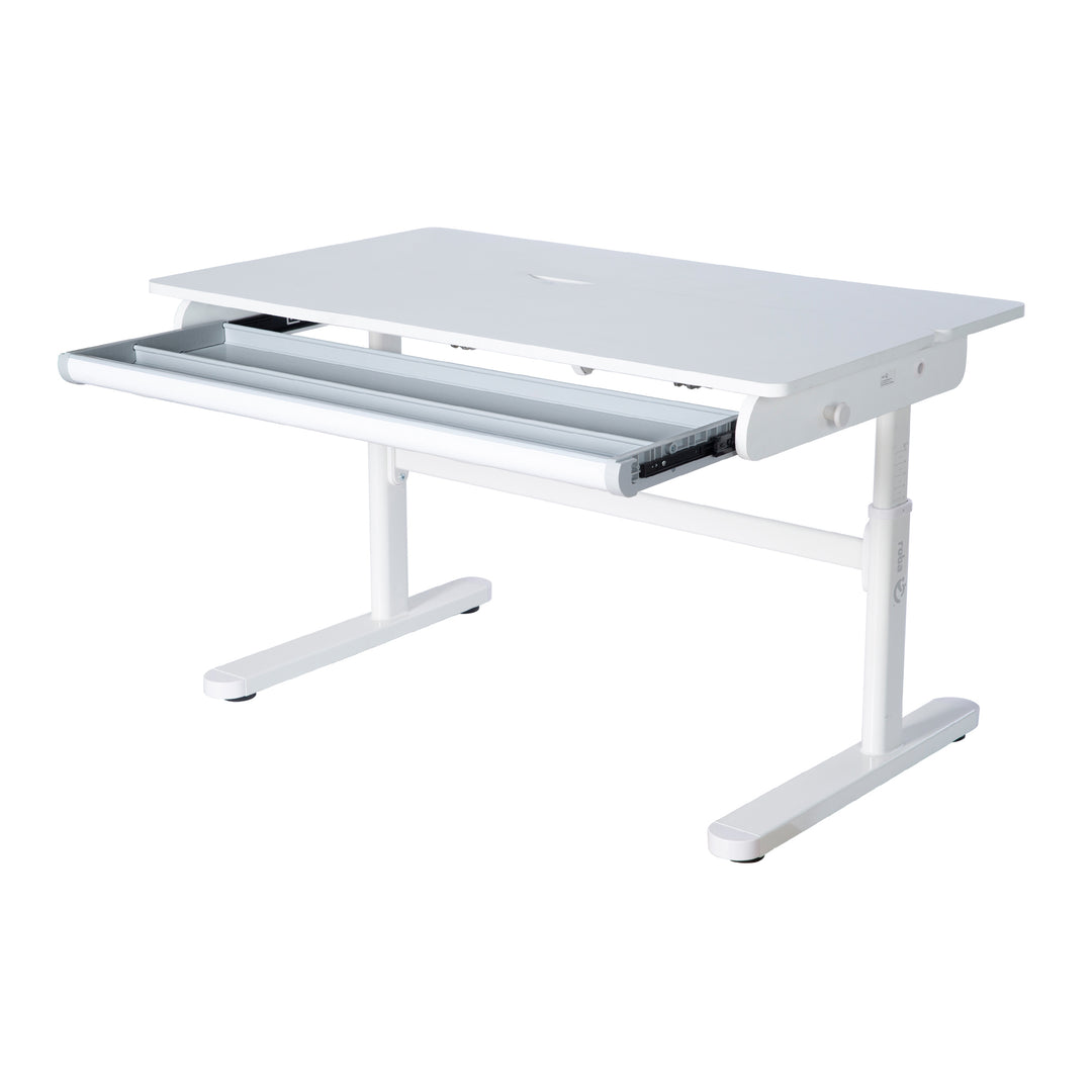 Kinderschreibtisch mit Schublade - Höhenverstellbar - Ergonomisches Design mit Stauraum & neigbarer Arbeitsfläche - Weiß – Freisteller (6/19)