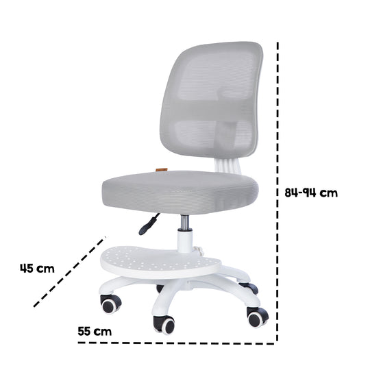 Sedia da ufficio per bambini smart grow 2D- ergonomico sedia girevole - Regolabile in altezza - Bianco / grigio – Infografica (15/36)