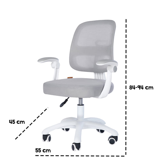 Sedia da ufficio per bambini smart grow 2D- ergonomico sedia girevole - Regolabile in altezza - Bianco / grigio – Infografica (24/36)