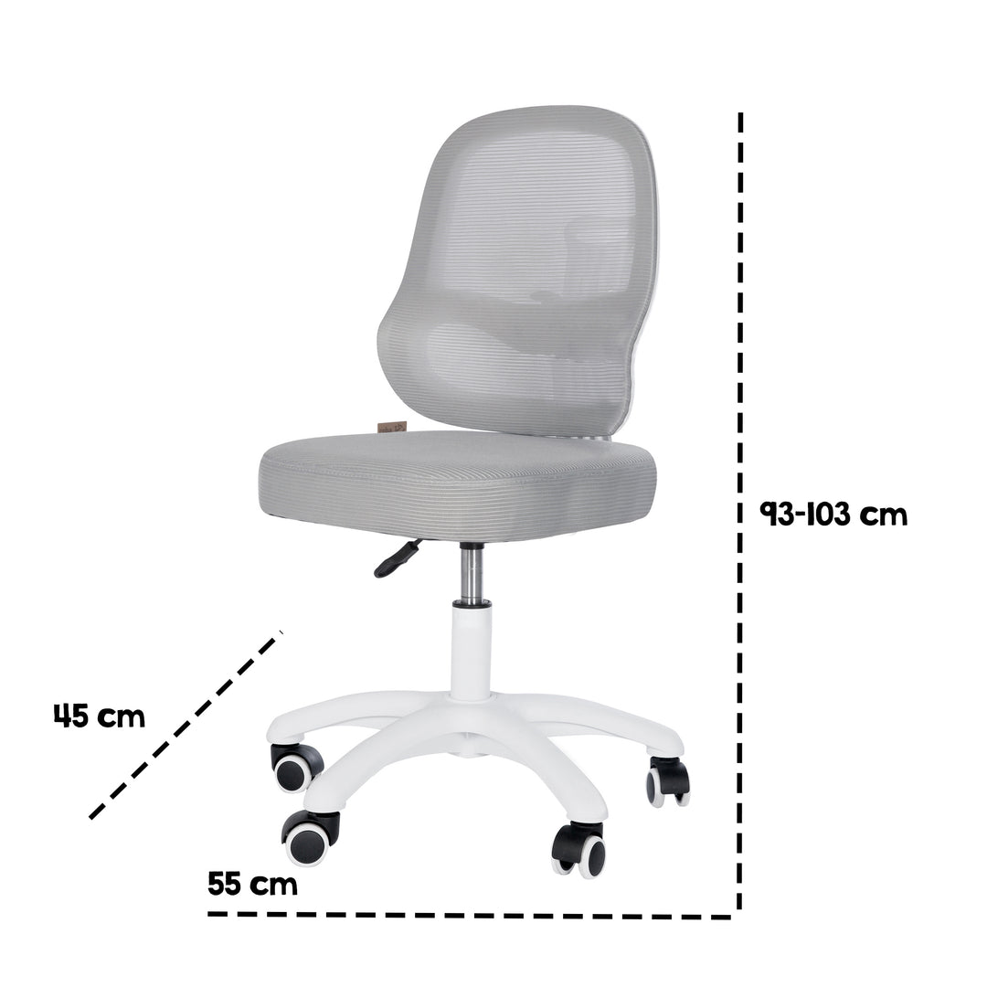 Silla de oficina infantil smart grow 3D - Ergonómico silla giratoria - Regulable en altura - Blanco / gris – Infografía (7/38)