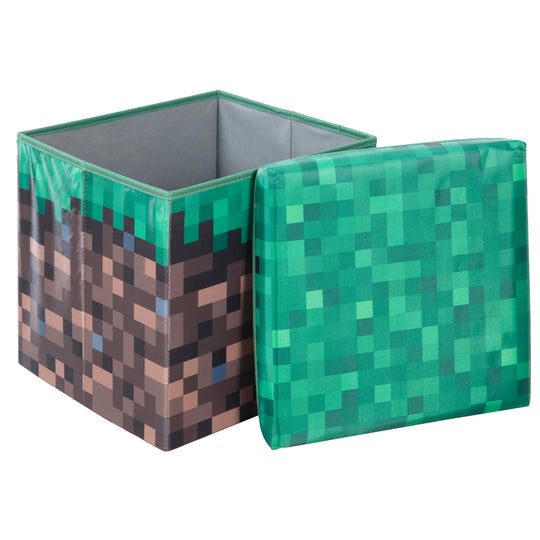 Sitz- und Aufbewahrungsbox 'Minecraft' - Grasblock klein - Canvas – Freisteller (2/3)