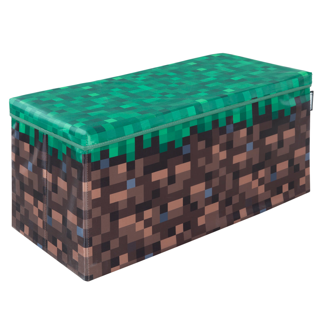 Sitz- und Aufbewahrungsbox 'Minecraft' - Grasblock groß - Canvas – Freisteller (1/5)