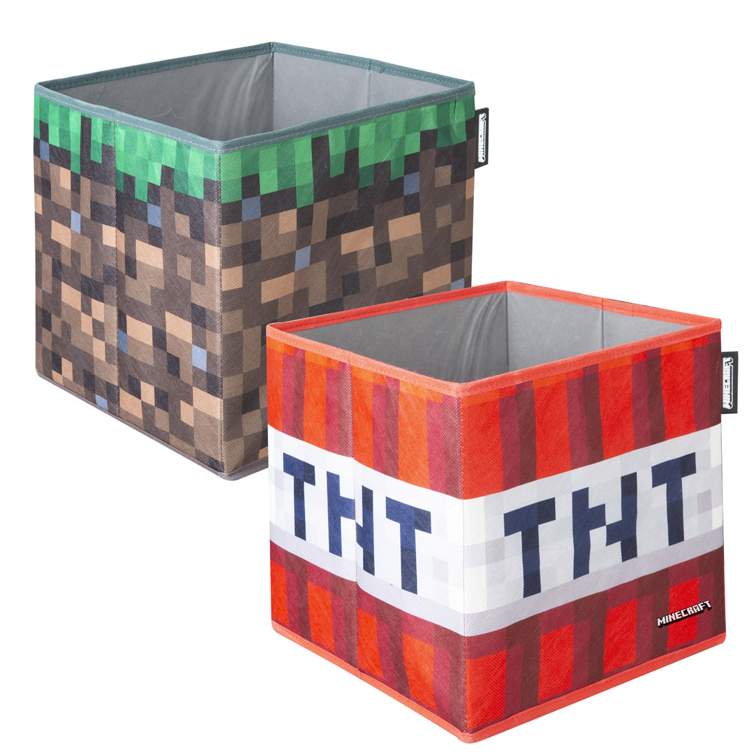 Stoffboxen 'Minecraft' 2er Set - Faltbarer Grasblock und TNT - Canvas – Freisteller (1/11)