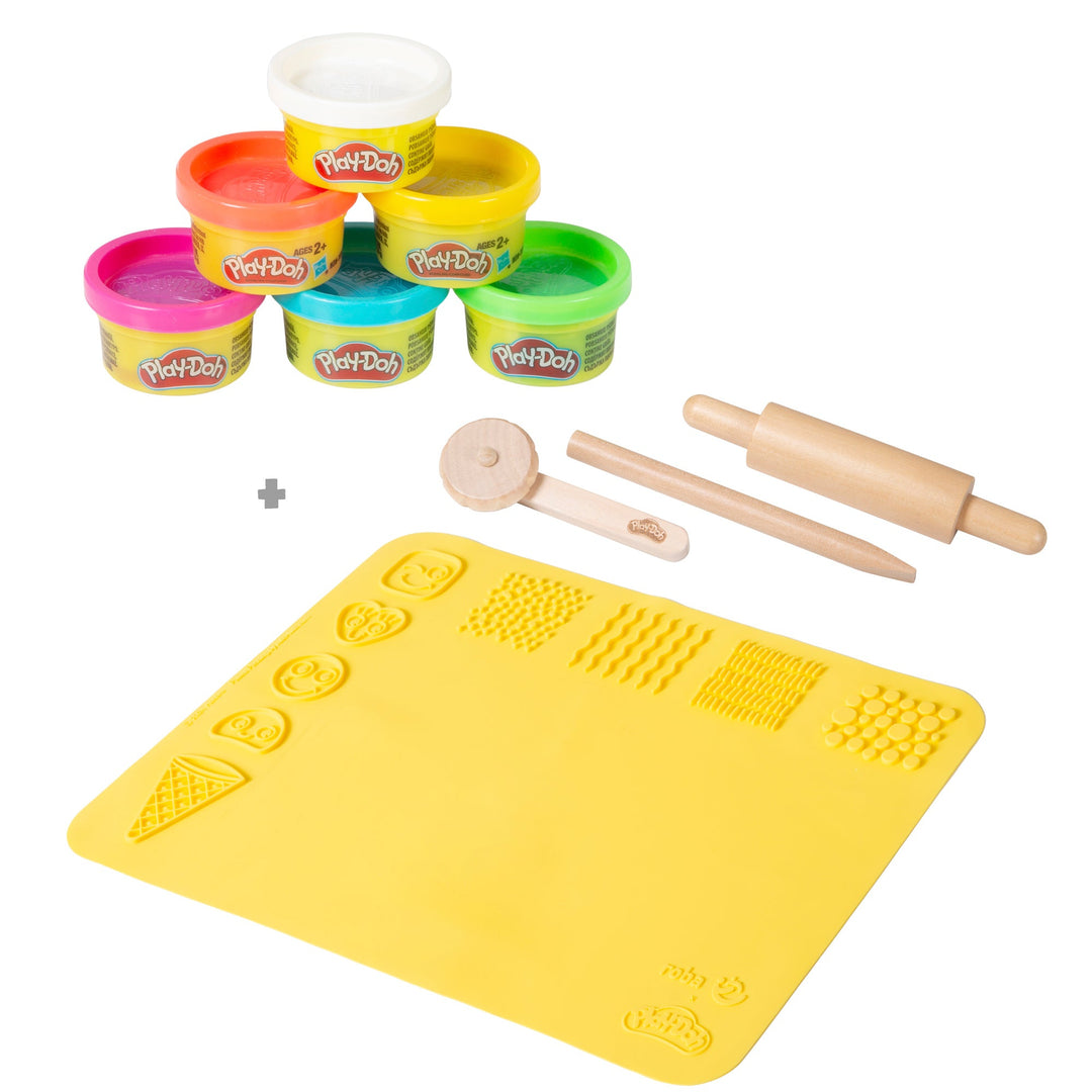 roba x Play-Doh Spielset mit 3D-Kreativmatte, Holzwerkzeugen, Knetdosen – Freisteller (1/13)