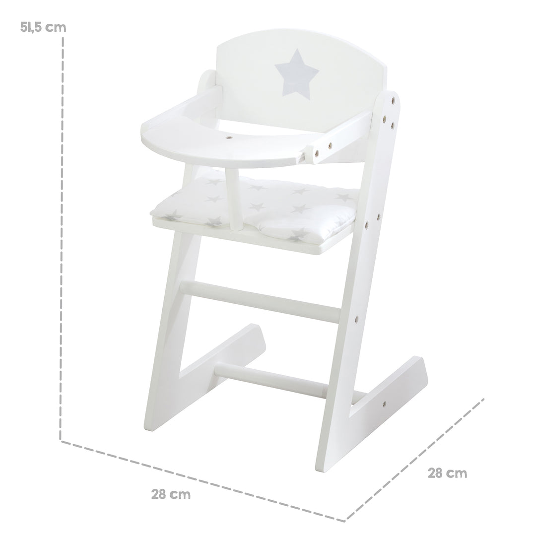 Chaise haute de poupée 'Stella', blanc chaise de poupée en bois pour poupons – Infographie (4/6)