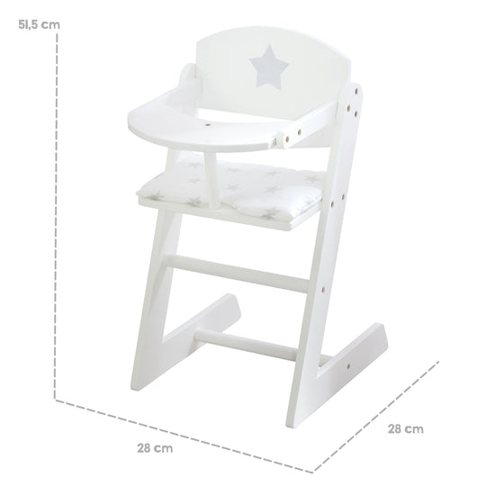 Chaise haute de poupée 'Stella', blanc chaise de poupée en bois pour poupons – Infographie (4/6)