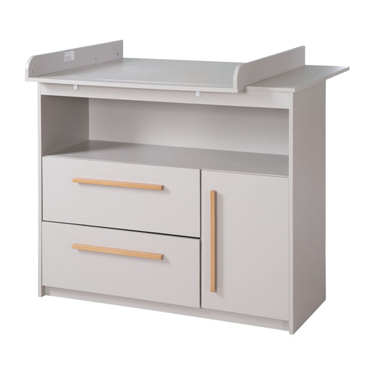 Commode à langer lea incl. plan à langer amovible - Poignées en bois - Beige / gris – Détourage (1/11)