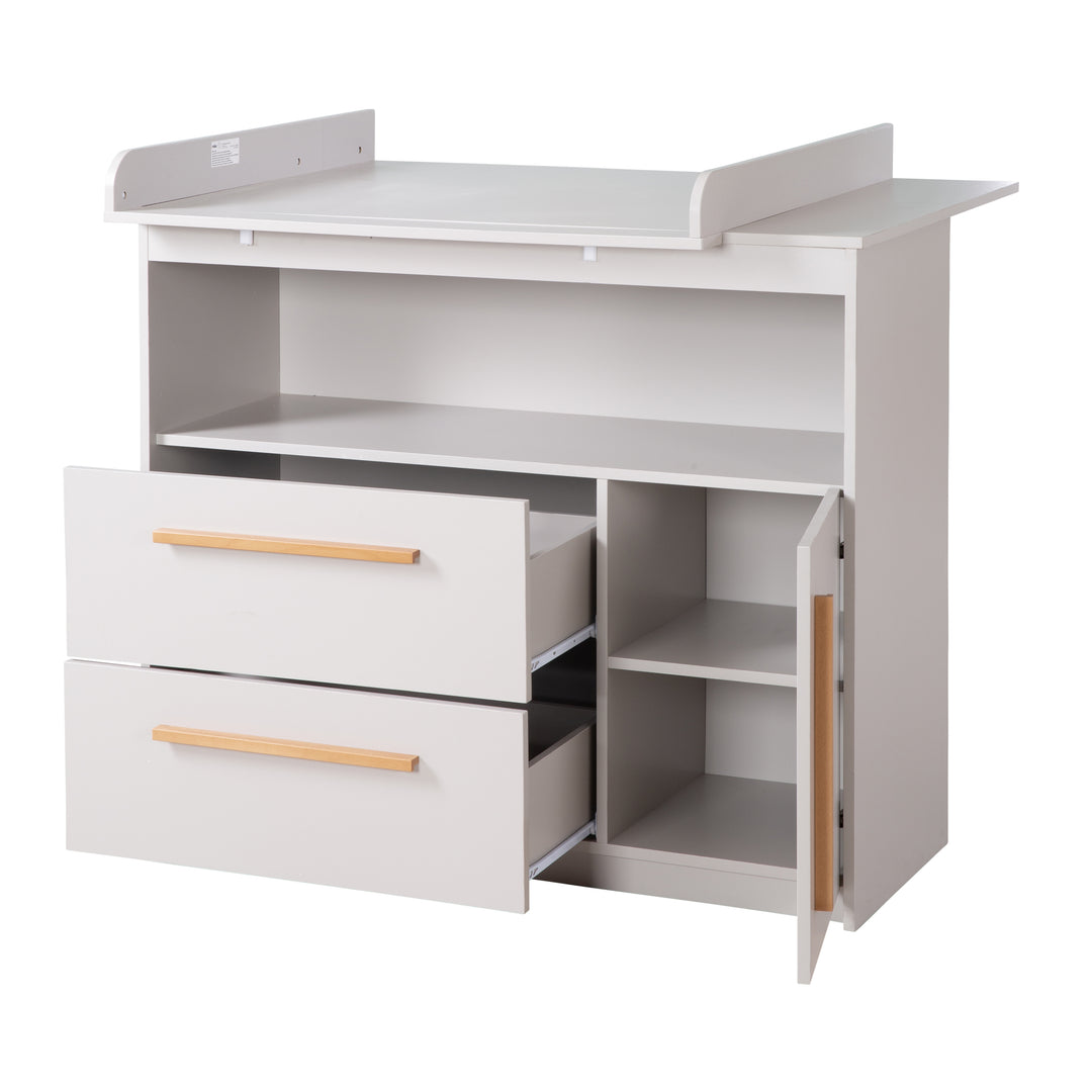 Commode à langer lea incl. plan à langer amovible - Poignées en bois - Beige / gris – Détourage (6/11)