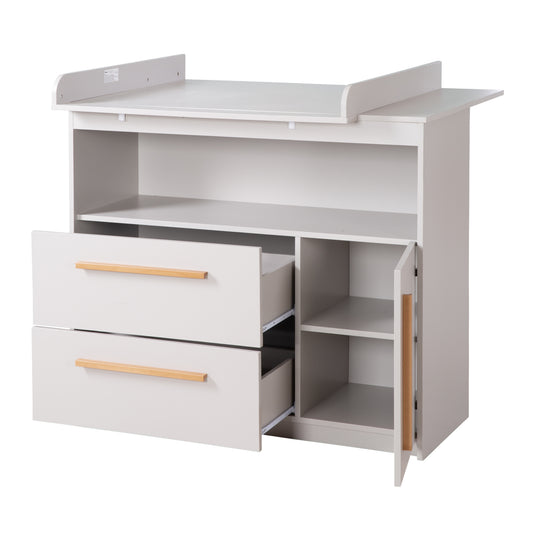 Commode à langer lea incl. plan à langer amovible - Poignées en bois - Beige / gris – Détourage (6/11)