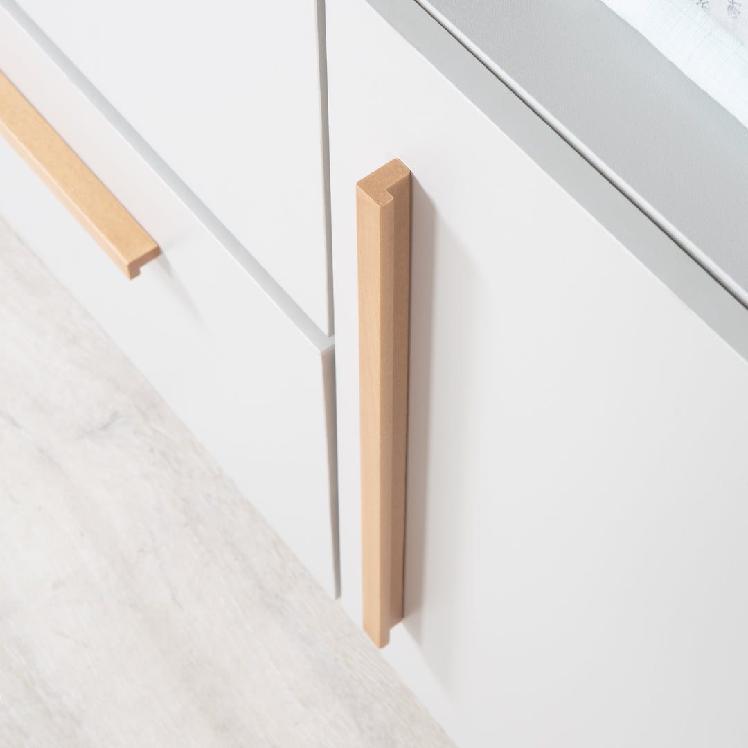 Commode à langer lea incl. plan à langer amovible - Poignées en bois - Beige / gris – Photo du produit (7/11)