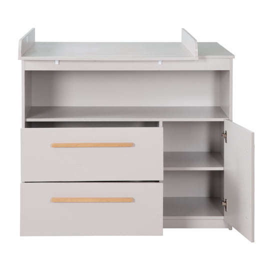 Commode à langer lea incl. plan à langer amovible - Poignées en bois - Beige / gris – Détourage (8/11)