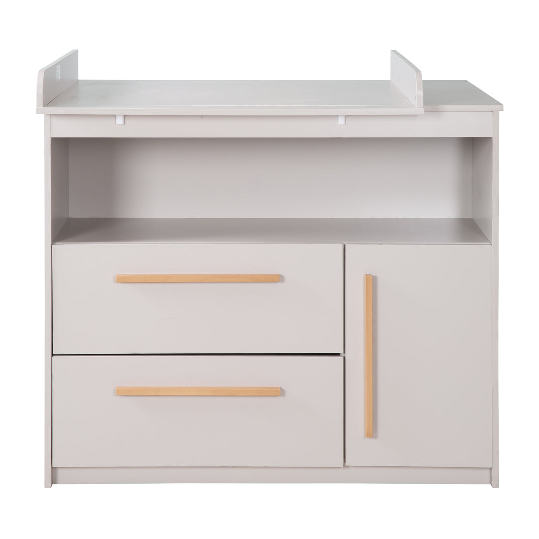 Commode à langer lea incl. plan à langer amovible - Poignées en bois - Beige / gris – Détourage (10/11)