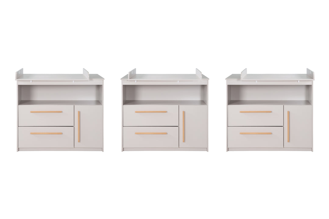 Commode à langer lea incl. plan à langer amovible - Poignées en bois - Beige / gris – Détourage (11/11)