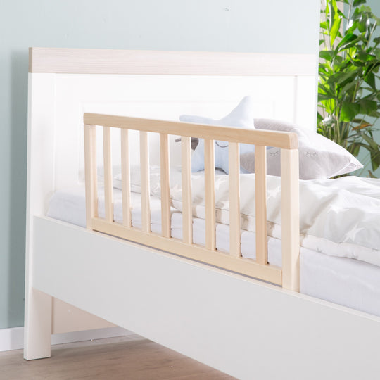 Sponda di sicurezza per letto 90 cm - Sicuro cancelletto di sicurezza in legno - Naturale – Foto d'ambiente (2/3)