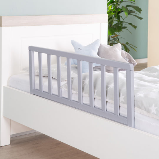 Sponda di sicurezza per letto 90 cm - Sicuro cancelletto di sicurezza in legno - Taupe laccato – Foto d'ambiente (2/3)