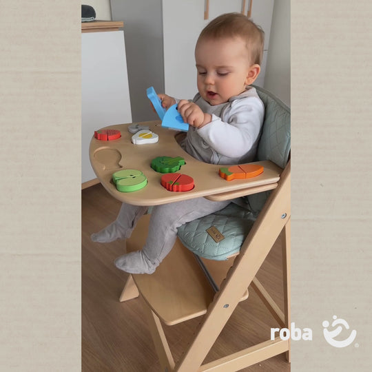 Essbrett mit Spielelementen - Passend für Hochstuhl Sit Up Flex - Holz natur – Produktvideo