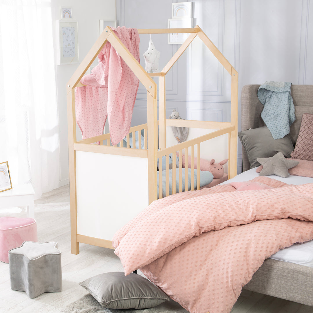 Letto a casetta 70 x 140 cm, certificato FSC, lettino combinato, bicolore, 3posizioni regolabile, trasformabile – Foto d'ambiente (10/11)