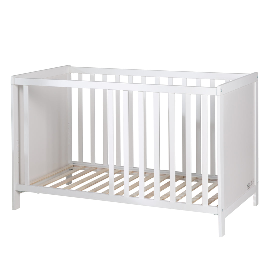 Lettino da co-sleeping, 60 x 120 cm, bianco, regolabile, 5 sbarre removibili, incl. rete a doghe & materasso – Ritaglio (8/10)