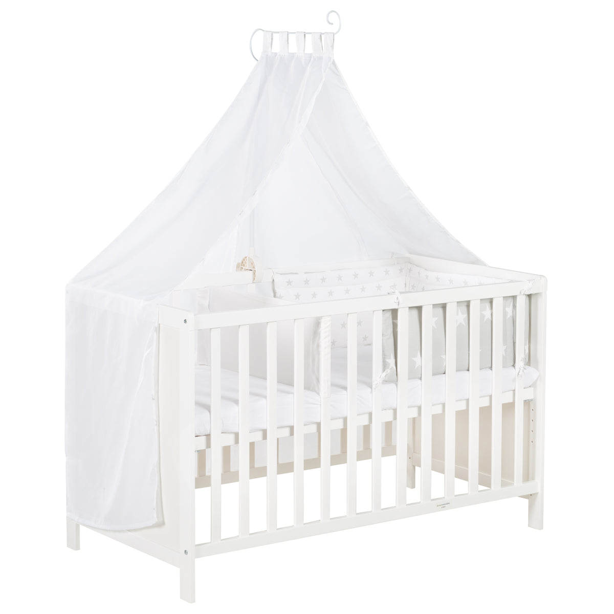 Multifunktionsbett with Beistellfunktion 60 x 120 cm, White, incl. Bettausstattung – Cutout (1/22)