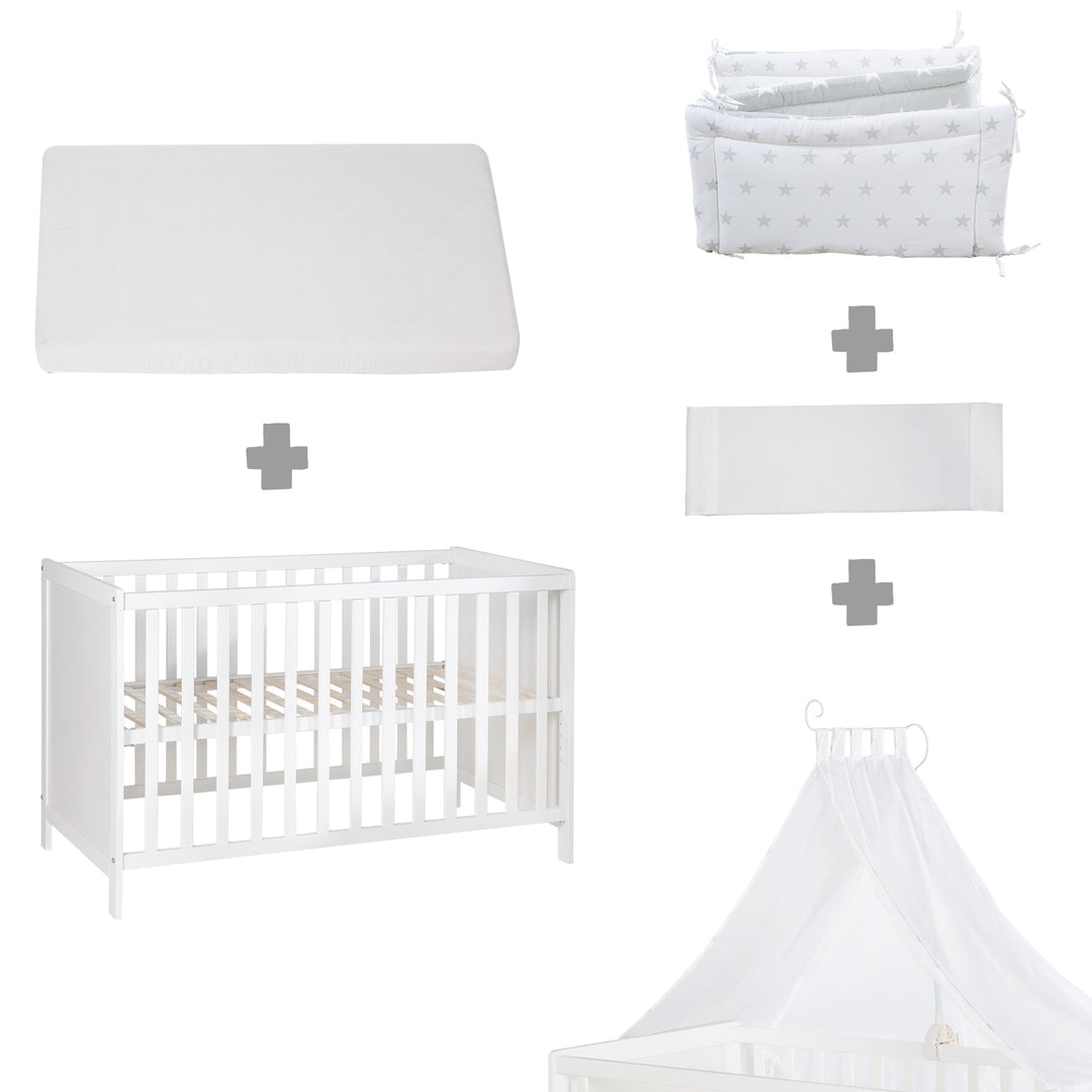 Multifunktionsbett with Beistellfunktion 60 x 120 cm, White, incl. Bettausstattung – Cutout (5/22)