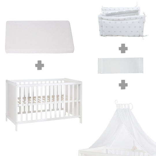 Multifunktionsbett with Beistellfunktion 60 x 120 cm, White, incl. Bettausstattung – Cutout (5/22)