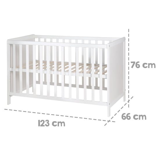Multifunktionsbett with Beistellfunktion 60 x 120 cm, White, incl. Bettausstattung – Infographic (4/22)