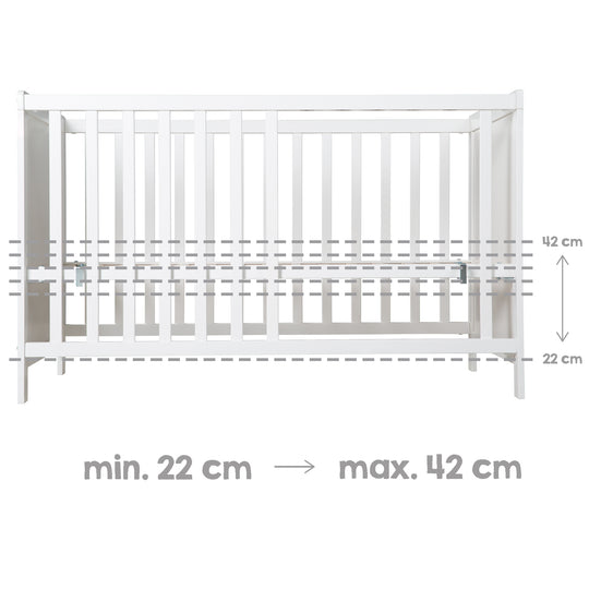 Multifunktionsbett with Beistellfunktion 60 x 120 cm, White, incl. Bettausstattung – Infographic (10/22)