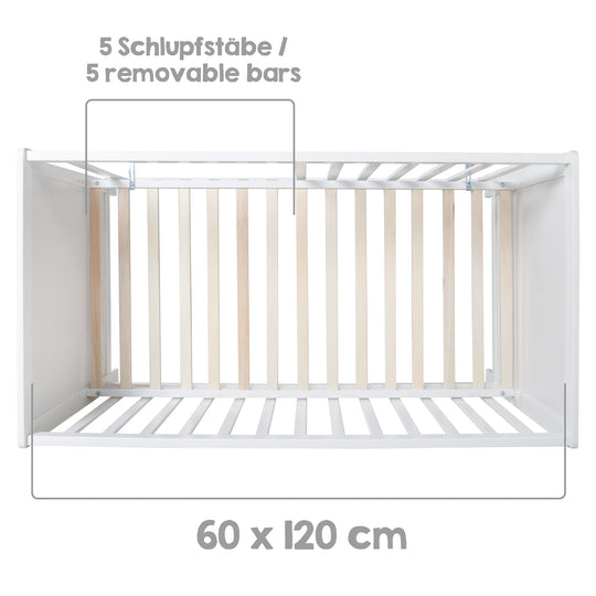 Multifunktionsbett with Beistellfunktion 60 x 120 cm, White, incl. Bettausstattung – Infographic (7/22)
