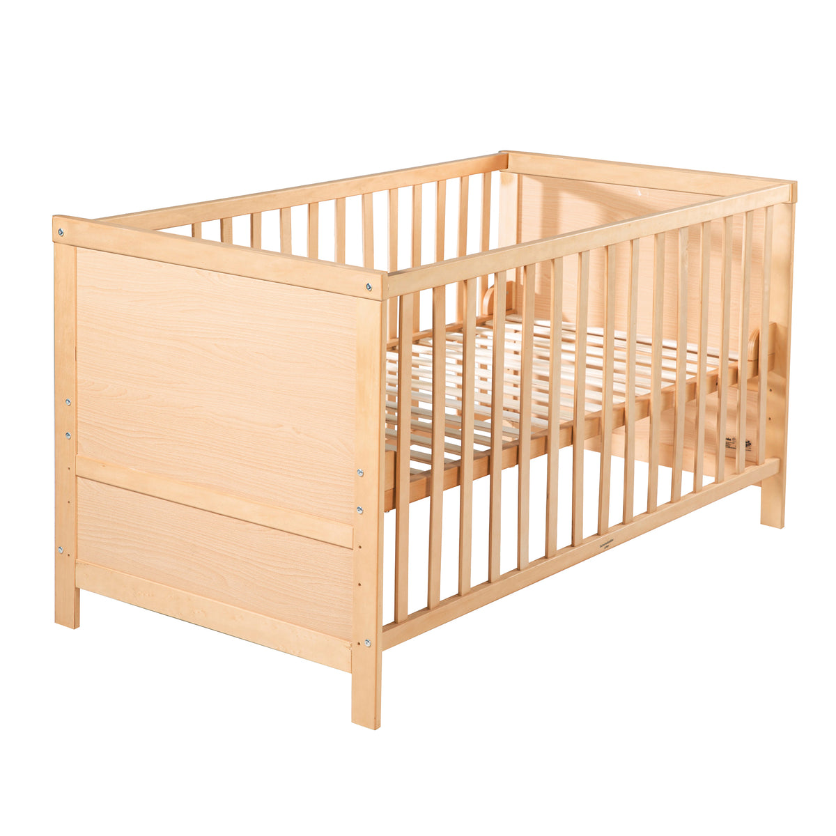 Convertible Cot Bed, 70 x 140 cm, Natural, 3-Way Adjustable, Drop-Down Slats, Convertible for Junior Bed – Cutout (1/5)