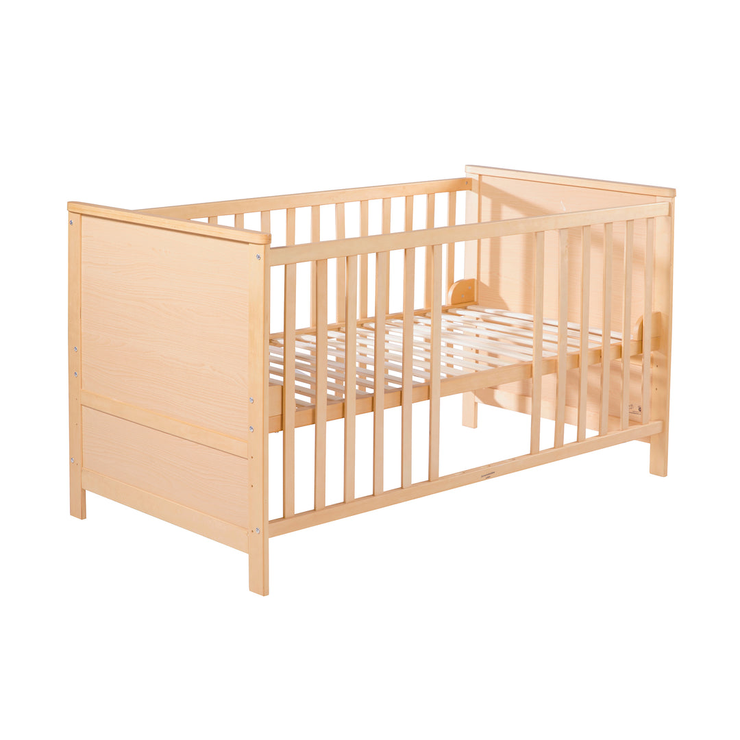 Cuna combinada, 70 x 140 cm, natural, 3posiciones regulable, barrotes extraíbles, convertible para cama junior – Recorte (2/5)