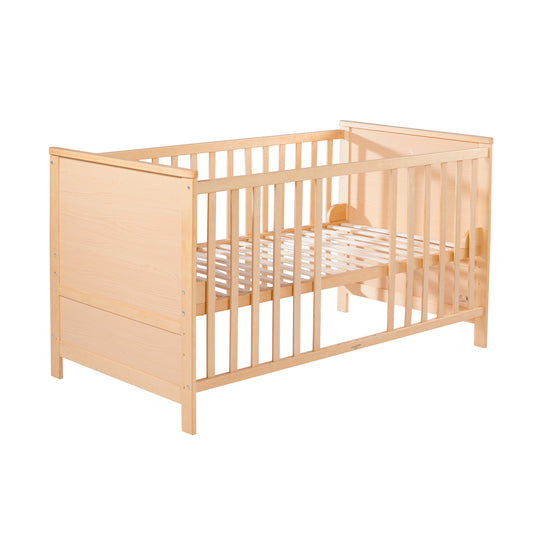 Cuna combinada, 70 x 140 cm, natural, 3posiciones regulable, barrotes extraíbles, convertible para cama junior – Recorte (2/5)