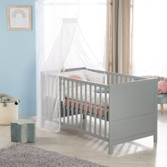 Set letto completo 'Sternenzauber grigio' 70 x 140 cm, talpa, incl. biancheria da letto, baldacchino, riduttore paracolpi & materasso – Foto d'ambiente (11/19)