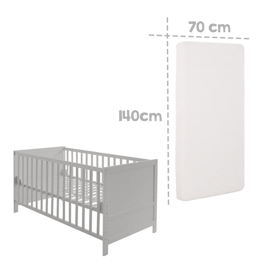 Set letto completo 'Sternenzauber grigio' 70 x 140 cm, talpa, incl. biancheria da letto, baldacchino, riduttore paracolpi & materasso – Infografica (10/19)