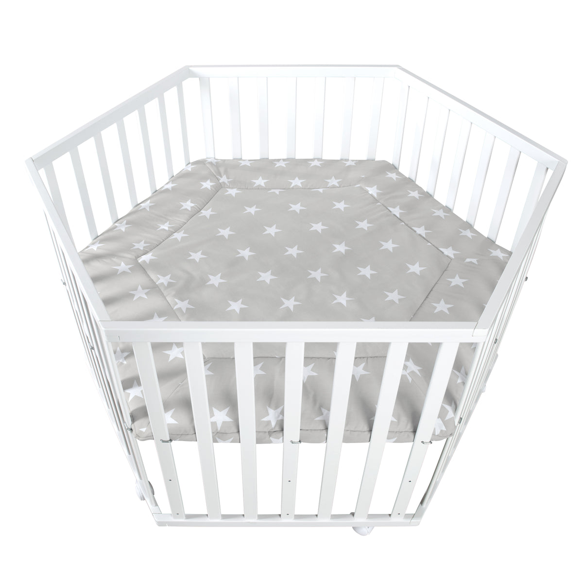 Parc 'Little Stars' 6côtés, incl. protection intérieure, bois blanc – Détourage (1/13)