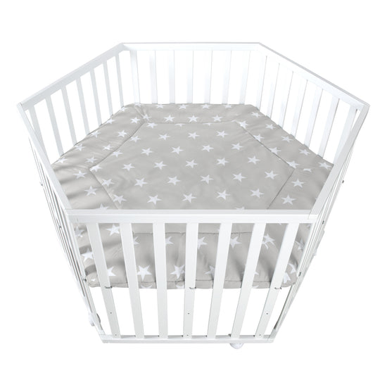 Parc 'Little Stars' 6côtés, incl. protection intérieure, bois blanc – Détourage (1/13)