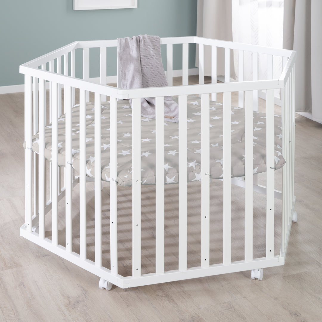 Parc 'Little Stars' 6côtés, incl. protection intérieure, bois blanc – Photo d'ambiance (5/13)