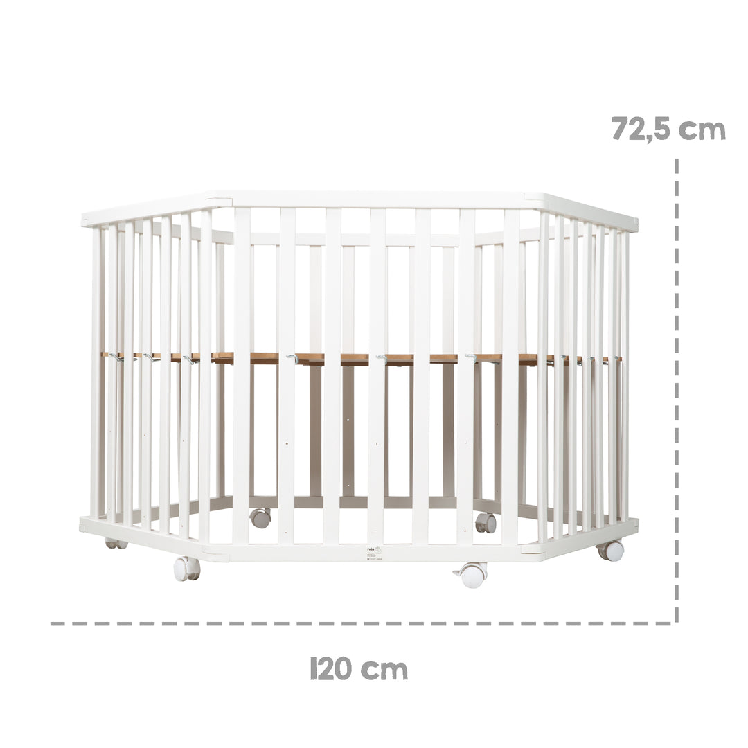 Parc 'Little Stars' 6côtés, incl. protection intérieure, bois blanc – Infographie (6/13)