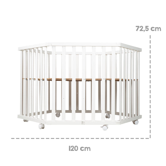 Parc 'Little Stars' 6côtés, incl. protection intérieure, bois blanc – Infographie (6/13)
