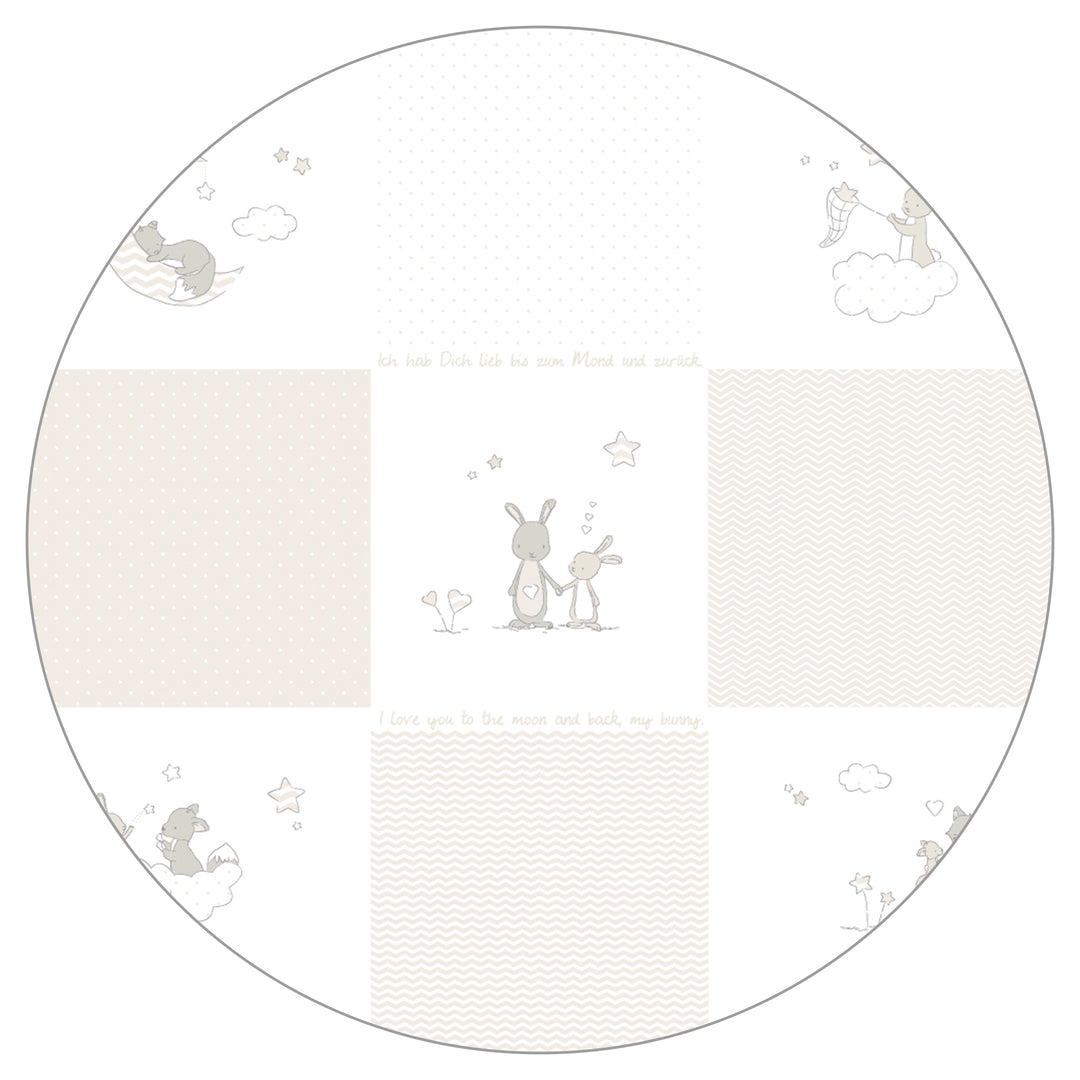 Playpen 'Fox & Bunny', 6-Sided, Safe Play Pen incl. Protective Insert & Castors, Wood White – Detail Image (2/5)