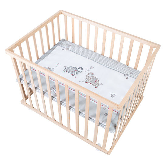 Playpen 75 x 100 + Insert 'Jumbotwins' - Wood Natural – Cutout (1/8)
