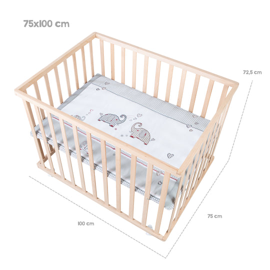 Playpen 75 x 100 + Insert 'Jumbotwins' - Wood Natural – Infographic (6/8)