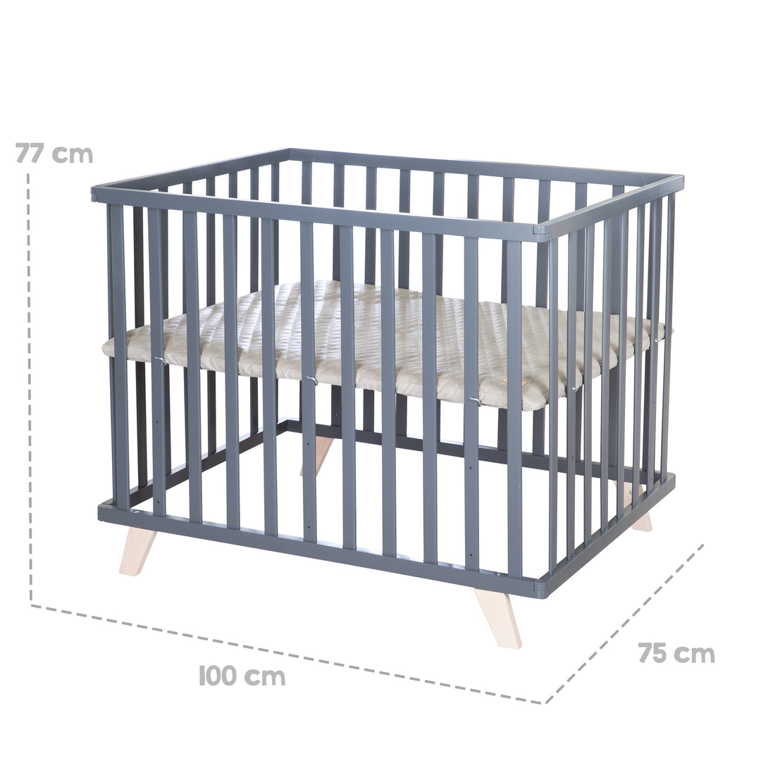 Box 75 x 100 con piedini in legno incl. riduttore 'Greyish trapuntato' - Legno antracite – Infografica (7/10)