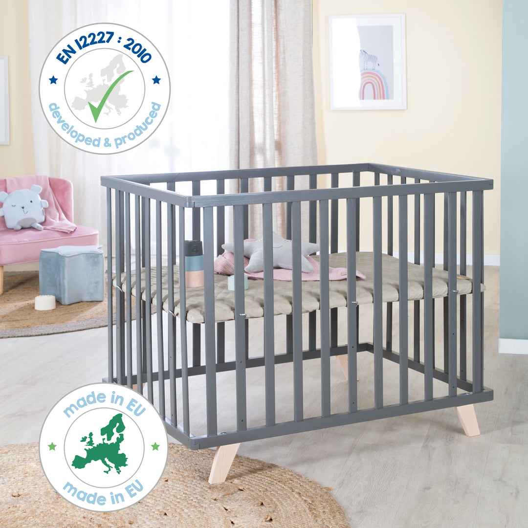 Box 75 x 100 con piedini in legno incl. riduttore 'Greyish trapuntato' - Legno antracite – Infografica (10/10)