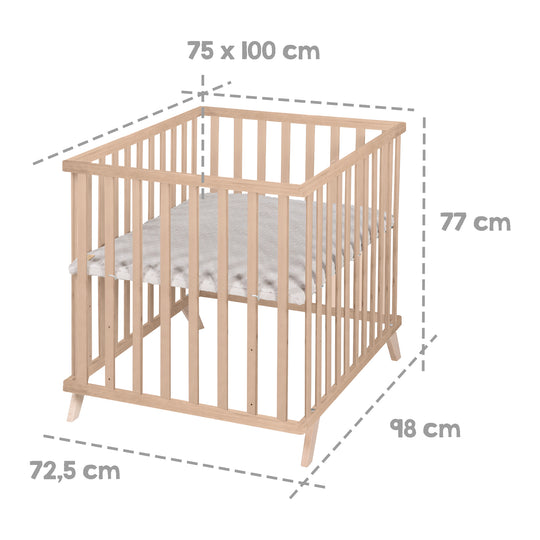 Playpen 75 x 100 cm Natural incl. Grey Playpen Mat 'Lil Planet' – Cutout (6/8)