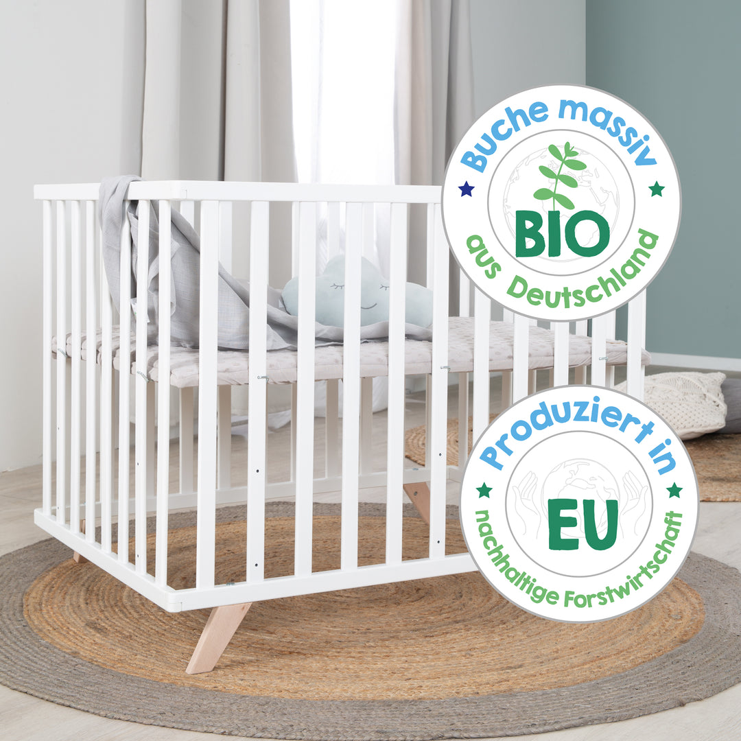 Playpen 75 x 100 cm Natural incl. Grey Playpen Mat 'Lil Planet' – Infographic (9/8)